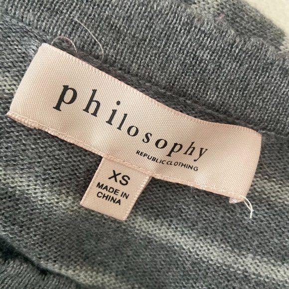 Philosophy Gray Striped Long Sleeve Cashmere blend Sweater Dress XS - Picture 8 of 9
